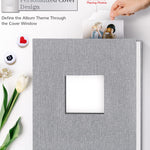 Artfeel Photo Album Self Adhesive Scrapbook Album for 3x5 4x6 5x7 8x10 Pictures,40 Pages Linen Cover with Display Window DIY Photo Book,Ideal Gifts for Family Travel Wedding Baby