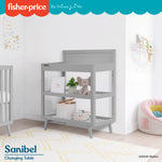 Dream On Me Fisher-Price Sanibel Changing Table in Pebble Grey, with a 3.7” Thick Changing pad and Two Sturdy Shelves