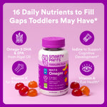 SmartyPants Toddler Multivitamin Gummies, Omega 3 (DHA/EPA), Vitamins D3, C, Vitamin B12, B6, A, K & Zinc, Biotin, Gluten Free, Three Fruit Flavors, 120 Count (60 Day Supply)