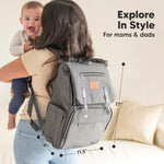 KeaBabies Baby Diaper Bag Backpack with Changing Pad - Waterproof Baby Bag for Mom and Dad, Insulated Bottle Pockets, Durable Toddler, Twin, Boy Girl Diaper Backpack for Travel, Large (Classic Gray)
