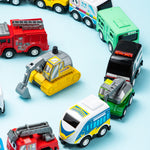JOYIN 18 Pcs Pull Back City Cars and Trucks Toy Vehicles Set, Friction Powered Cars Toys for Toddlers, Boys, Girls’ Educational Play, Kids Stocking Stuffers, Easter Basket Stuffers