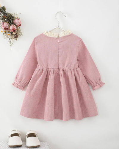 Kucnuzki 18 Months Girl Clothes Toddler Fall Dress Cute Long Sleeve Casual Ruffle Dress Baby Winter Outfit Baby Girl Clothes 12-18 Months