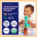 Cerebelly Organic Baby Food Pouches, Sweet Potato Pinto Bean with Chicken Bone Broth, 16 Nutrients, Protein & Healthy Fats, 4oz, 12 Pack
