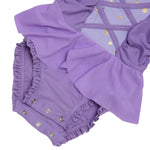 RuffleButts Baby Girls UPF50+ Princess Dress-Up Long Sleeve One Piece Swimsuit - Amethyst Princess, 12-18 Months