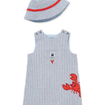 Little Me Clothes for Baby Boys' Lobster Sunsuit and Hat, Blue Lobster, 12 Months