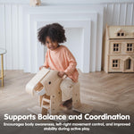 PlanToys® Wooden Walking Elephant Ride-On Toy for Toddlers | Eco-Friendly Montessori Balance & Movement Toy | Develops Coordination, Strength & Confidence