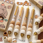 MOZXIRZ 4 Pcs Cute Retractable Capybara Gel Pens Soft Grip 0.5mm Black Ink Aesthetic Kawaii Office School Pens Supplies for Girls Boys Women Men