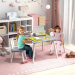 Costzon Kids Table and Chair Set, 3 Pieces Wooden Activity Table & 2 Rabbit Shaped Chairs with Solid Wood Legs, Space-Saving Design, Toddler Table and Chairs for Children Playroom Kindergarten (Gray)