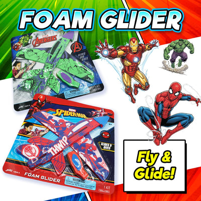 JA-RU Marvel Foam Glider Toy. (1 Iron Man Glider) Launching Airplane Toy For Kids. Glides & Dives High. Classroom Prize, Gag Gift, Avengers Game, Party Favor 6840-1C