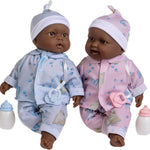 JC Toys Twins 13" Realistic Soft Body Baby Dolls Berenguer Boutique | Twins Gift Set with Removable Outfits and Accessories | Pink and Blue | Caucasian | Ages 2+