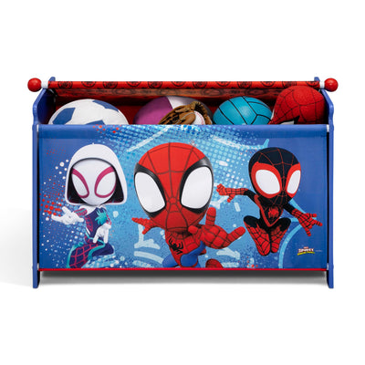 Delta Children Marvel Spidey and His Amazing Friends Toy Box with Retractable Fabric Top, Blue