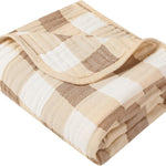 Ultra Soft Muslin Baby Blanket,A Versatile Swaddle and Bed Blanket for Babies, Toddlers, Boys, and Girls (1 Coffee Checkered 1 Pack).