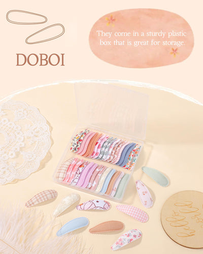 doboi 40Pcs Toddler Hair Clips Hair Barrettes Baby Girls Hair Bows Clips Floral Print Non Slip Snap Hairpins Flower Hair Clips for Girls Kids Toddler Hair Accessories