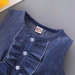 Kucnuzki Toddler Girl Clothes 2t 3t Cute Girl Clothes Blue Flowy Summer Sunflower Birthday Dress Sleeveless Ruffle Denim Bow Dress Spring Party Jean Dresses