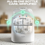 PINNGUSHI【Upgraded】Baby Bottle Washer Pro, Sterilizer, Dryer & Water-Filter, 5-in-One Cleaning Machine Fits 6 Bottles, Pump Parts & Baby Essential, No More Hand Washing for Busy Moms & Parents