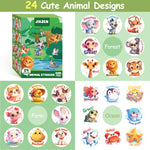 3 Rolls Animal Stickers for Kids, 1500 PCS Kids Stickers Bulk for Toddlers 2-4, 24 Designs Farm/Ocean/Wild Cute Sticker with Motivational Words for Kid Reward, School Supplies (1.0 Inch)