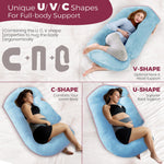 PILLANI Pregnancy Pillows for Sleeping - V C U Shaped Full Body Pillows for Adults with Removable Washable Cover, 57inch Cooling Maternity Pillow for Pregnant Women, Support for Back Belly Legs