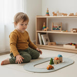 PlanToys® Rubber Road & Rail Set Small Wooden Montessori Play Set | Imagination, Problem Solving and Early Movement Exploration | Eco Friendly Road and Rail Set for Meaningful Play