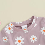 FOCUSNORM Toddler Baby Girl Outfit Newborn Girl Summer Clothes Cute Daisy Short Sleeve T Shirt Top Set Elastic Waist Shorts (Daisy Purple, 12-18 Months)