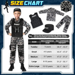 Swat Police Officer Costume for Kids, Police Costume for Kids with SWAT Costume, SWAT Vest, Halloween Costume for Boys, Role Play Kit for Boys Girls