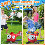 Water Sprinkler Baseball Toy for Kids, 2 in 1 Helicopter Water Sprinkler T Ball Set with 2 Spray Modes, Summer Outdoor Water Spray Toys for Toddlers Yard, Ages 3+
