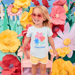 Garanimals Baby & Toddler Girl Flower Tees - Short Sleeve Tees - Kid's Casual Crew Neck - Size 3-6 Months - Yellow, Pink, Light Blue - 4 Pack