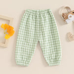 Toddler Checkered Pants Baby Girl Boy Elastic Waist Jogger Pants Kids Casual Plaid Trousers Infant Long Sweatpants (A-Green, 6-12 Months)