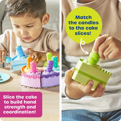 Learning Resources New Sprouts Serve & Share Birthday Cake - Imaginative Pretend Play Food, Fake Birthday Cake Set, Play Food Sets for Kids, Montessori Color Sorting Toys for Toddlers Ages 2+