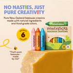 Honeysticks Super Jumbo Crayons (6 Pack) - 100% Pure Beeswax, Non Toxic Crayons for Toddlers 1-3, Extra Large Crayon Size, Easy to Hold and Use, Unbreakable Toddler Crayon, Eco-Friendly