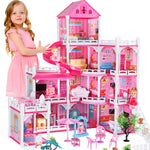 Doll House for Girls,10 Rooms Dollhouse with Dolls Figure, Puppies,Furnitures, Accessories, Kids Playhouse for for 3 4 5 6 7 8 9 10 Year Old