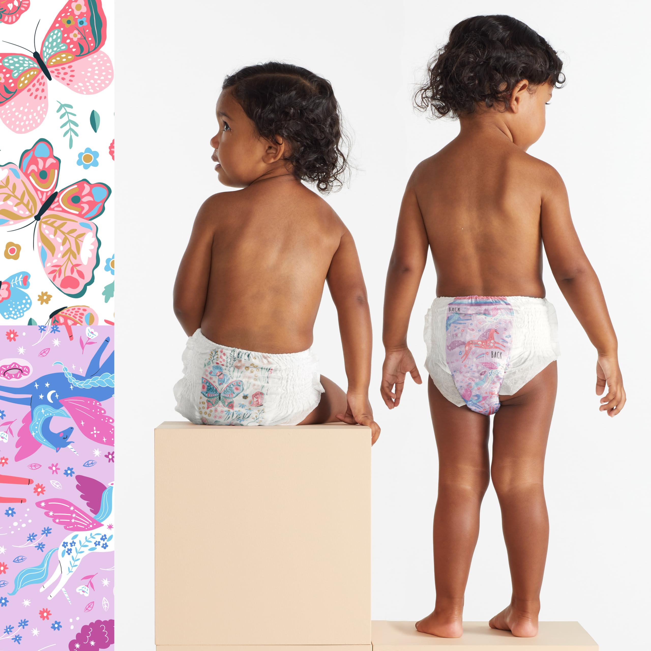 The Honest Company Clean Conscious Training Pants for Sensitive Skin, Hypoallergenic, Fragrance-Free, Magical Moments Butterfly Kisses, Size 4T/5T (38 lbs), 48 Count