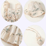 Renotemy Baby Girl Summer Dress Infant Boho Outfits Beige Casual Floral Sundress with Hat and Bag Sleeveless Party Beach Vintage Dresses Baby Girl Clothes 6-9 Months 12 Months