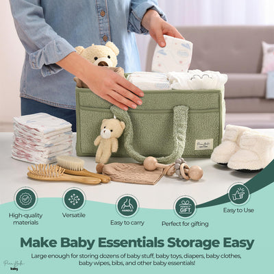 PeraBella Diaper Caddy Organizer for Changing Table, Storage Basket for Wipes, Gift for Baby Shower, Car Organizer, Nursery Organizer, Portable Storage