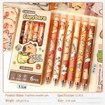 JUNJAKU 12 Pcs Capybara Pens, Cute Erasable Retractable Pen Erasable Gel Ink Cartoon 0.5mm Fine Point Blue Ink Pen Cartoon Writing Pen (12-pack capybara pens)