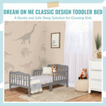 Dream On Me Classic Design Toddler Bed In Steel Grey, Greenguard Gold And BSA Certified, Low To Floor Design, Two Side Safety rails, Non-Toxic Finishes, Wooden Nursery Furniture