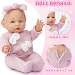 Golray 12" Soft Baby Doll Set with Accessories Bassinet Carrier, 13 Pcs First Toddlers Realistic Baby Doll Crib with Pillow/ Clothes/ Feeding Kit, Pretend Play Toy Birthday Gift for Girls Ages 3 4 5 6