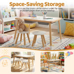 Costzon Toddler Sensory Table and Chairs, Wooden Table and Chair Set w/Double-Sided Boards & 2 Foldable Storage Bins, All-in-One Kids Activity Table for Draw, Sand, Water Play (3 PCS,Natural & White)