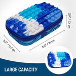 ZIPIT POP Pencil Case for Boys, Silicone Sensory Fidget Pencil Case for School, Large Capacity Stationery Organizer Box, Blue