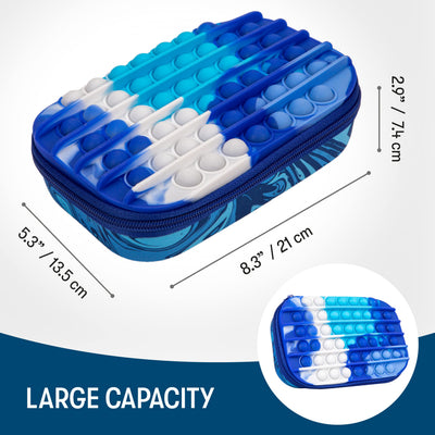 ZIPIT POP Pencil Case for Boys, Silicone Sensory Fidget Pencil Case for School, Large Capacity Stationery Organizer Box, Blue