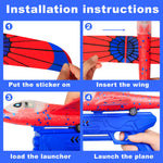 HitToys Airplane Launcher Toy for Kids, 3 Pack Spider Foam Gliders Air Planes with Led, 2 Flight Modes 3 4 5 6 7 Year Old Boys Girls Outdoor Flying Toys Outside Sport Games Birthday