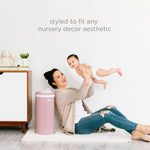 Ubbi Stainless Steel Diaper Pail, Odor Locking, No Special Bag Required, Award-Winning, Registry Must-Have, Fig Blossom