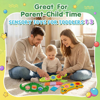 Iceacrin 7 Pcs Fidget Popper Sensory Toys for Airplane Travel, Toddler Car Activities, Montessori Toys, Sensory Toys for Autistic Kids, Pop Fidget Toys for Toddlers 1-3 Years Old
