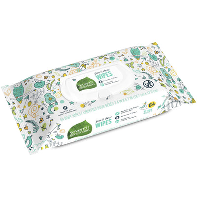 Pack of Seventh Generation wipes with cartoon character design on a white background