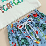 Kupretty Baby Boy Clothes Toddler Summer Outfit Fishing T-Shirt Tees Shirt + Shorts 6 12 18 24 Months 2T 3T Clothing Set (Fish Shorts Set Blue, 6-12 Months)