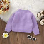 Toddler Baby Girl Sweater Floral Cardigan Knit Long Sleeve Coat Cute Fall Winter Outfits Clothes Infant Newborn (Purple, 6-9 Months)