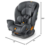 Chicco OneFit ClearTex All-in-One Car Seat, Slim Design, Rear-Facing Seat for Infants 5-40 lbs., Forward-Facing 25-65 lbs., Booster 40-100 lbs., Convertible Car Seat | Slate/Grey