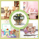 Green Tree Kids Bookshelf Toddler Bookcase 4-Tier Baby Book Rack Children Toy Storage Organizer Forest Wood Display Shelf for Nursery Playroom Bedroom Classroom School Homeschooling Boy Girl’s Gift
