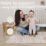 Bubba Bear Baby Play Mat, Thick Foam with Pattern Design, Foldable Waterproof Padded Crawling Mat for Babies (Beige Stars, 79 x 59 Inches)