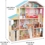 KidKraft Majestic Mansion Wooden Dollhouse with 34-Piece Accessories, Working Elevator and Garage, Gift for Ages 3+