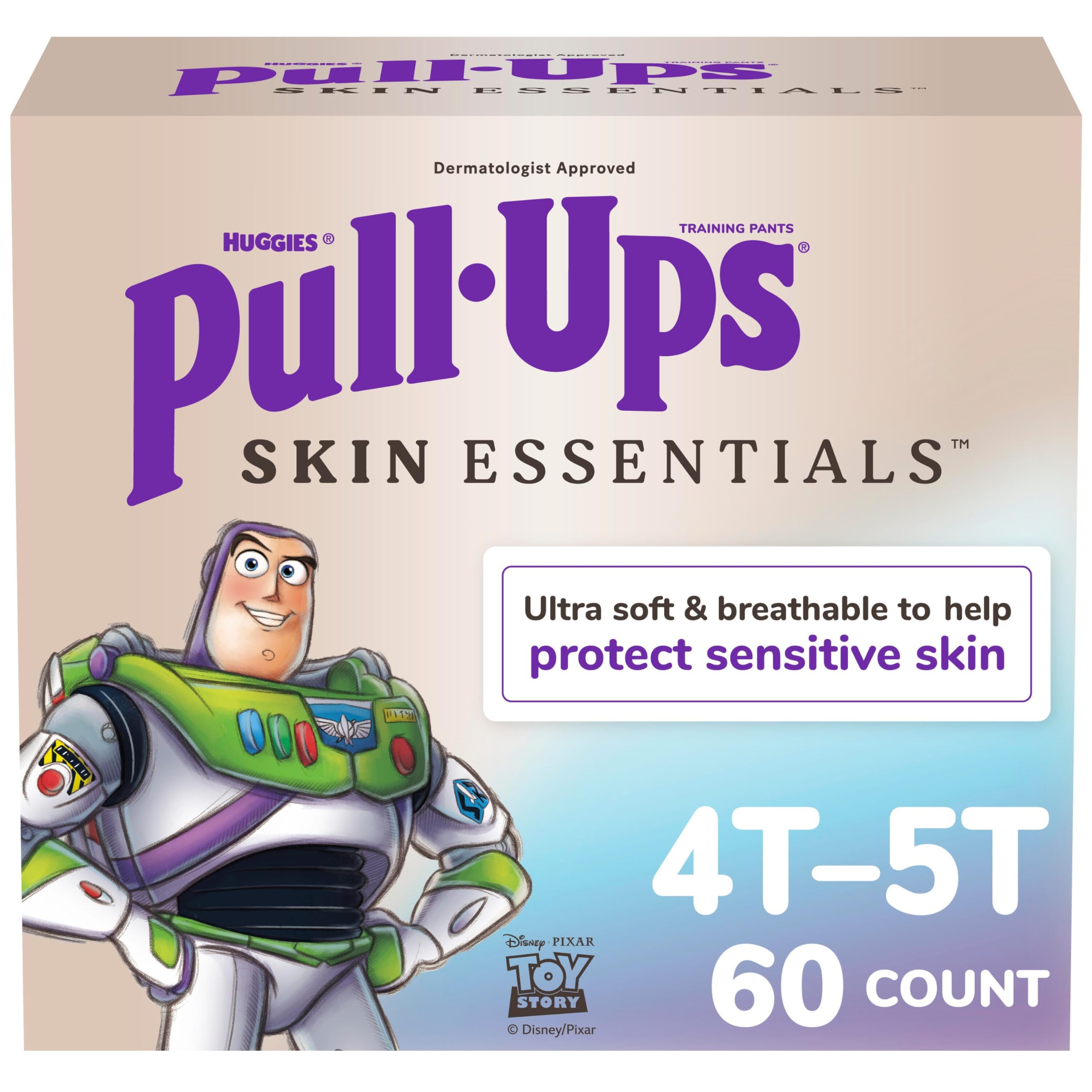 Pull-Ups Boys' Skin Essentials Potty Training Pants, Training Underwear, 4T-5T (38-50 lbs), 60 Ct